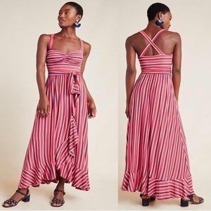 Anthropologie Pink Stripe Maxi Dress | Small | LIKE NEW